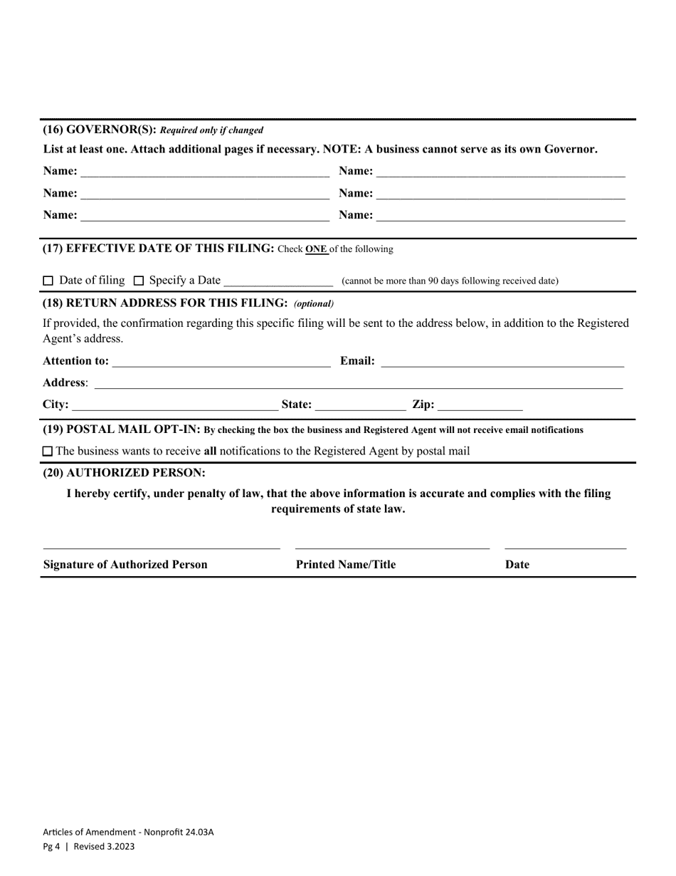 Articles of Amendment - Washington Nonprofit Corporation - Washington, Page 7