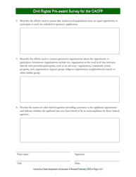 Civil Rights Pre-award Survey for the Child and Adult Care Food Program (CACFP) - Connecticut, Page 2