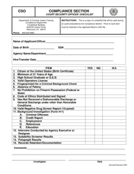 Document preview: Form CSO Court Security Officer Checklist - Kentucky