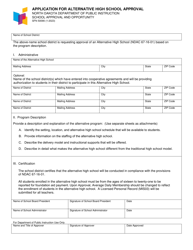 Document preview: Form SFN50090 Application for Alternative High School Approval - North Dakota