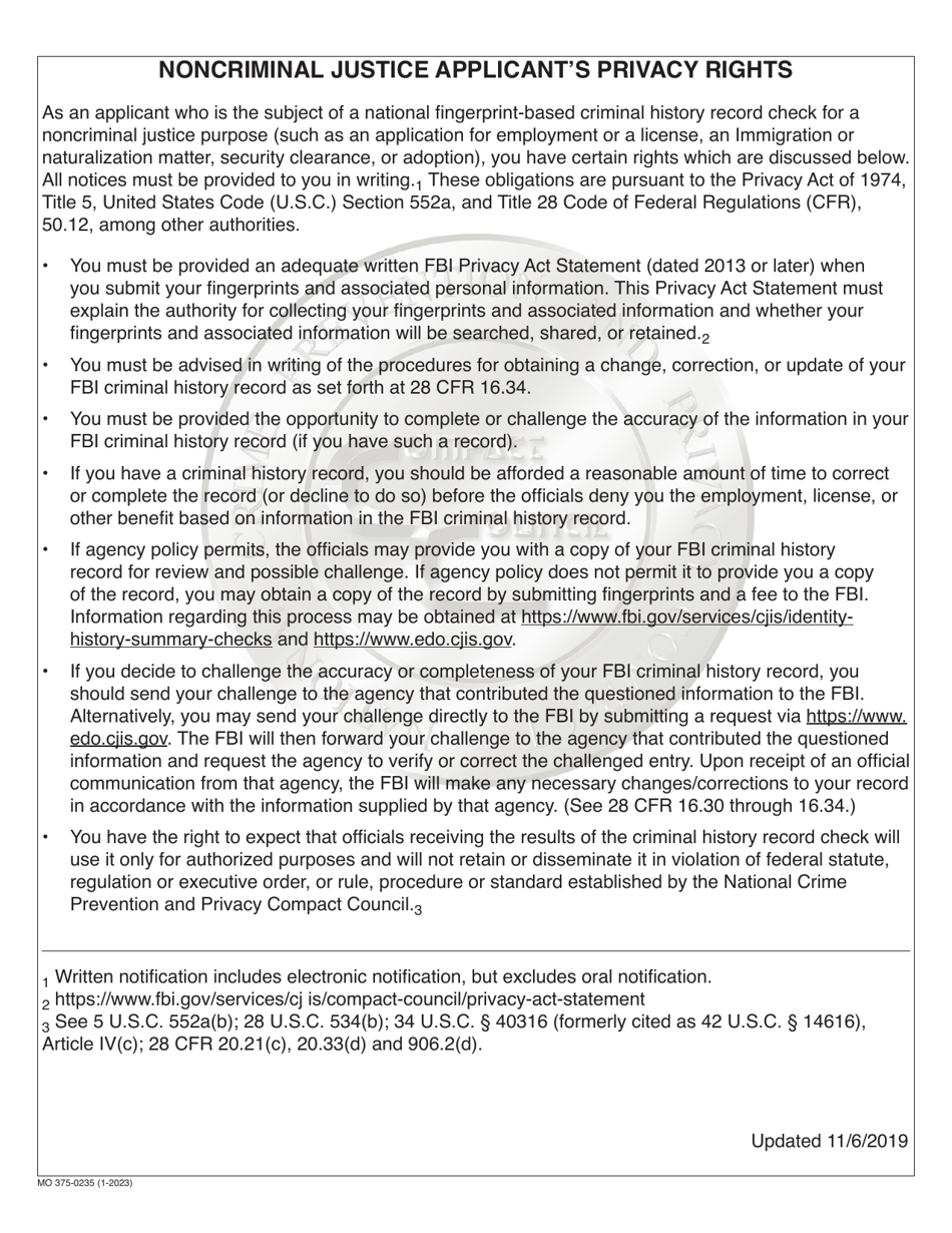 Form MO375-0235 Application for Athlete Agent Registration - Missouri (English / Spanish), Page 6