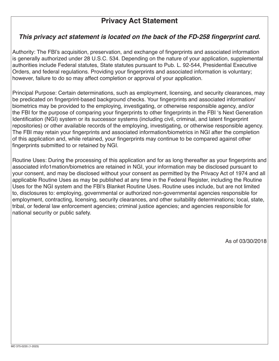Form MO375-0235 Application for Athlete Agent Registration - Missouri (English / Spanish), Page 8