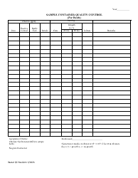 Document preview: Sample Container Quality Control (Per Batch) - Illinois