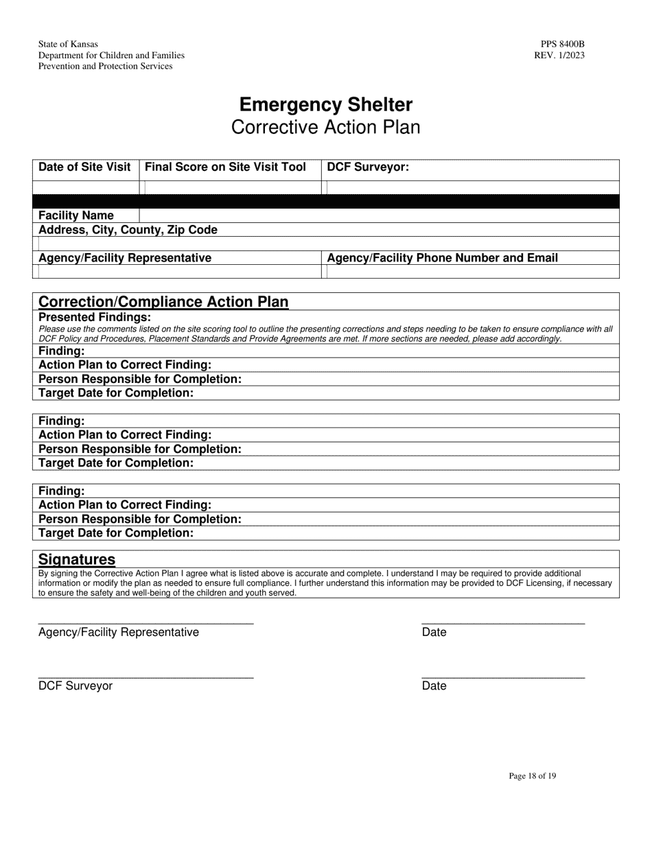 Form PPS8400B Emergency Shelter Site Visit Tool - Kansas, Page 18