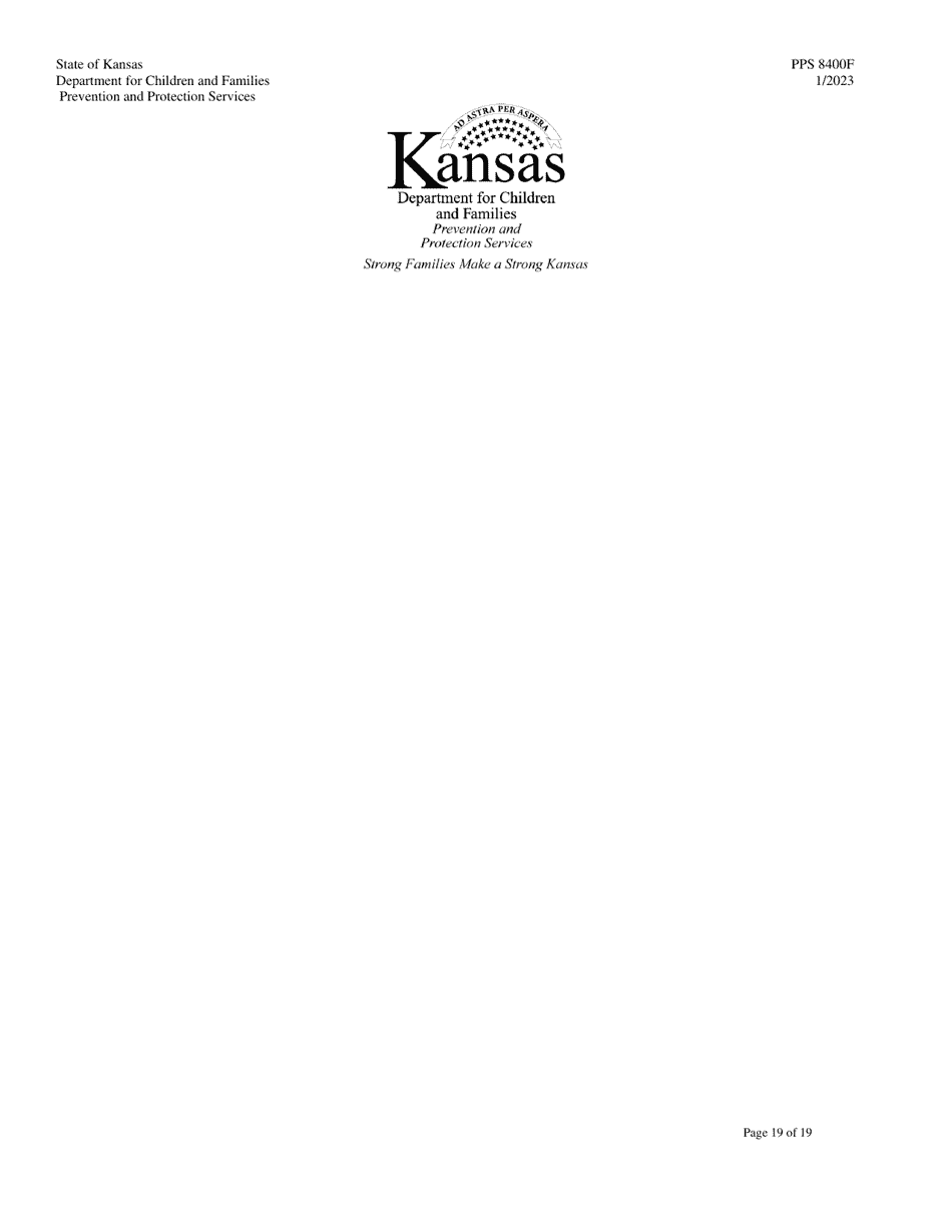 Form PPS8400F Staff Secure Facility (Ssf) Site Visit Tool - Kansas, Page 19