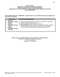 Form DBPR BCAIB7 Application for Internship Certification Training Program Approval/Renewal and Provider - Florida