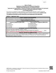 Form DBPR BCAIB11 Application for Authorization to Take the Principles and Practice Examination for Individuals Seeking Licensure Through an Internship Certification Program - Florida, Page 4
