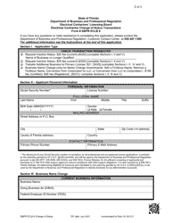 Form DBPR ECLB6 Electrical Contractor Change of Status Transactions - Florida, Page 2