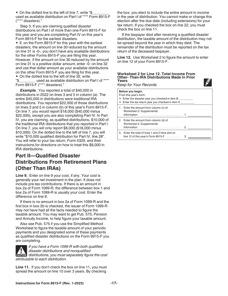 Download Instructions for IRS Form 8915F Qualified Disaster Retirement