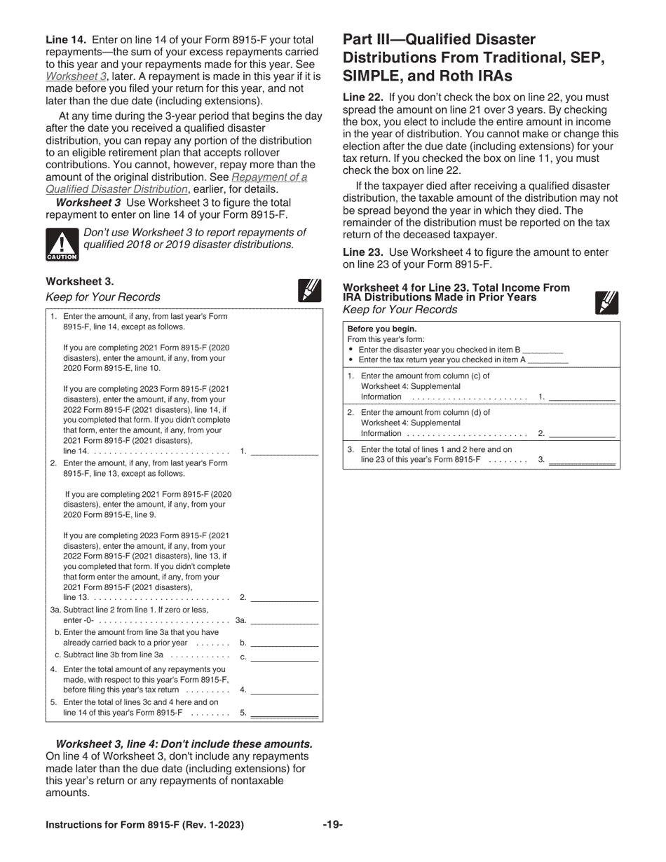 Download Instructions for IRS Form 8915F Qualified Disaster Retirement