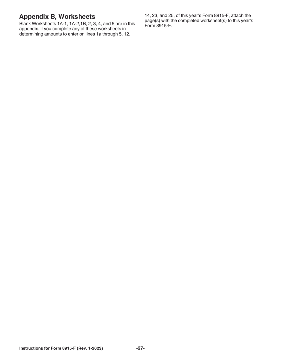 Instructions for IRS Form 8915-F Qualified Disaster Retirement Plan Distributions and Repayments, Page 27