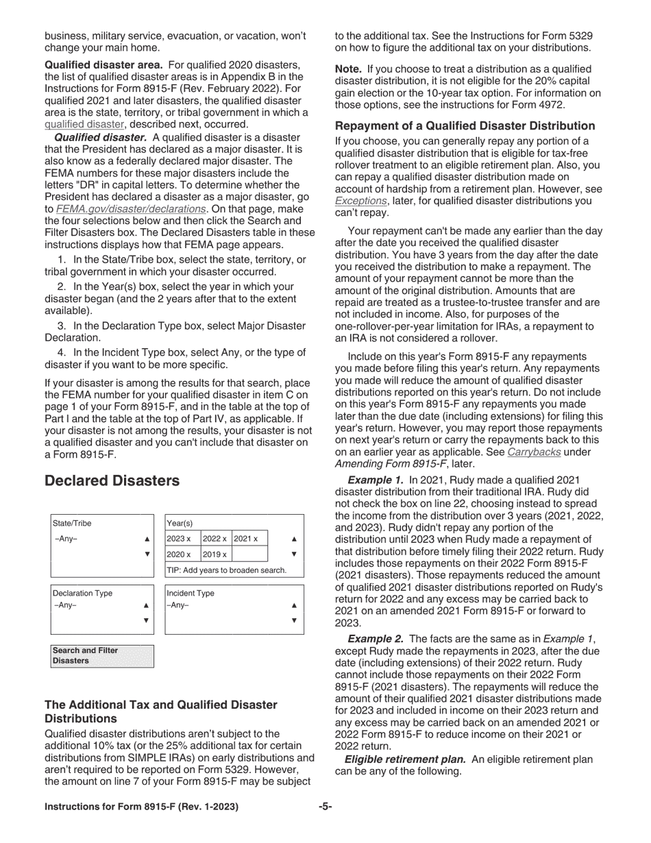Download Instructions for IRS Form 8915F Qualified Disaster Retirement