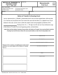 Document preview: Form TC0027 Notice of Transfer to Housing Court - Massachusetts
