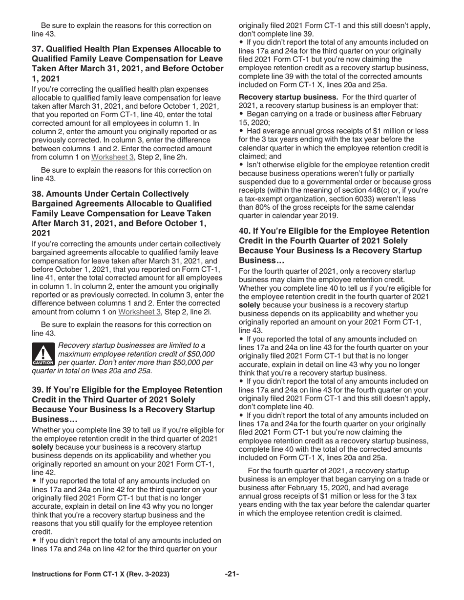 Instructions for IRS Form CT-1 X Adjusted Employers Annual Railroad Retirement Tax Return or Claim for Refund, Page 21