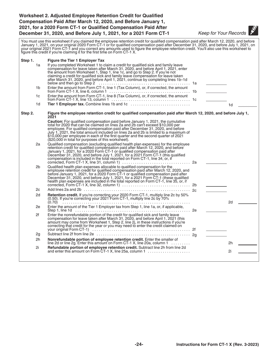 Instructions for IRS Form CT-1 X Adjusted Employers Annual Railroad Retirement Tax Return or Claim for Refund, Page 24