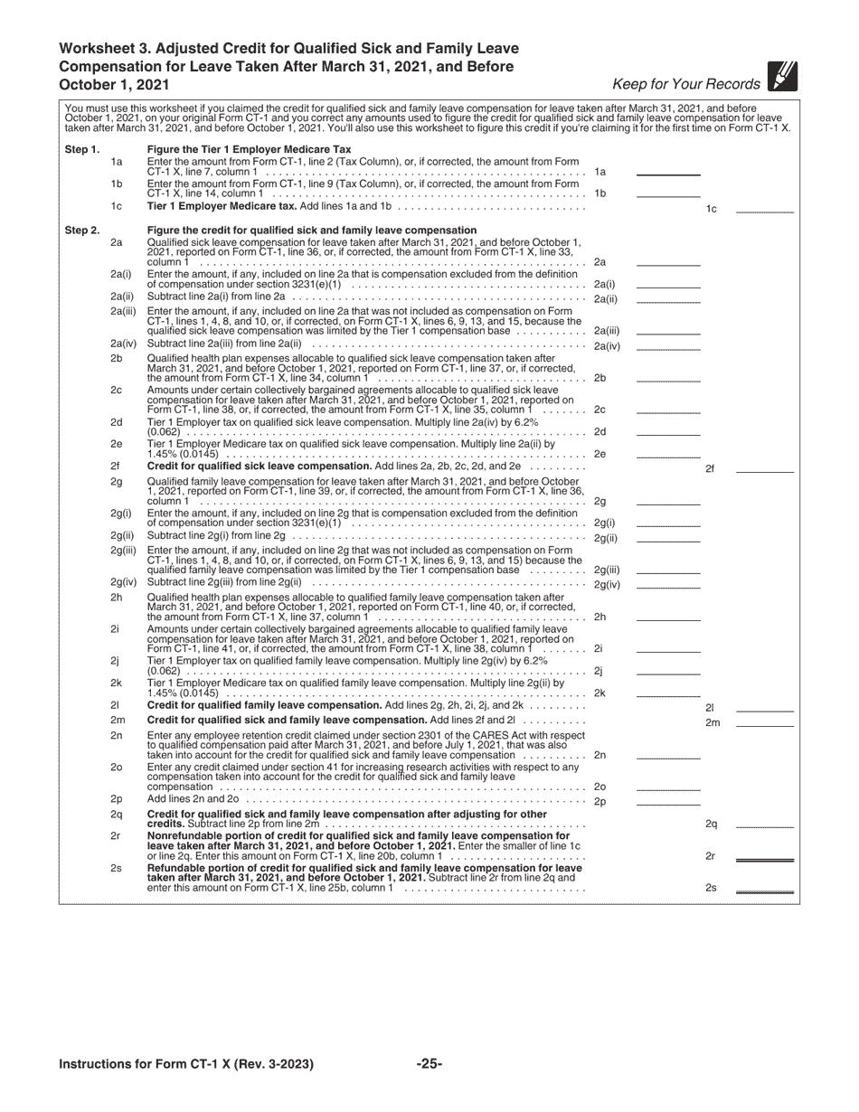 Instructions for IRS Form CT-1 X Adjusted Employers Annual Railroad Retirement Tax Return or Claim for Refund, Page 25