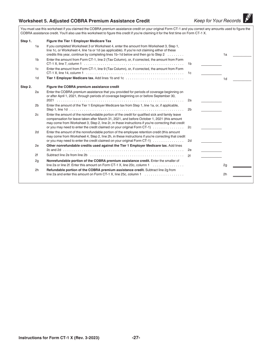 Instructions for IRS Form CT-1 X Adjusted Employers Annual Railroad Retirement Tax Return or Claim for Refund, Page 27