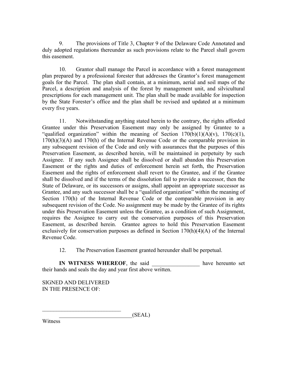 Forestland Preservation Easement Agreement - Delaware, Page 3