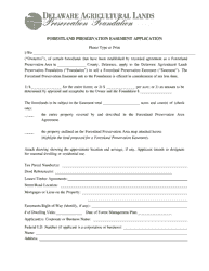 Document preview: Forestland Preservation Easement Application - Delaware