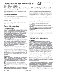 Instructions for IRS Form SS-8 Determination of Worker Status for Purposes of Federal Employment Taxes and Income Tax Withholding