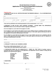 Form NVTT-LGS-6 Application for Contractor/Independent Contractor - Nevada