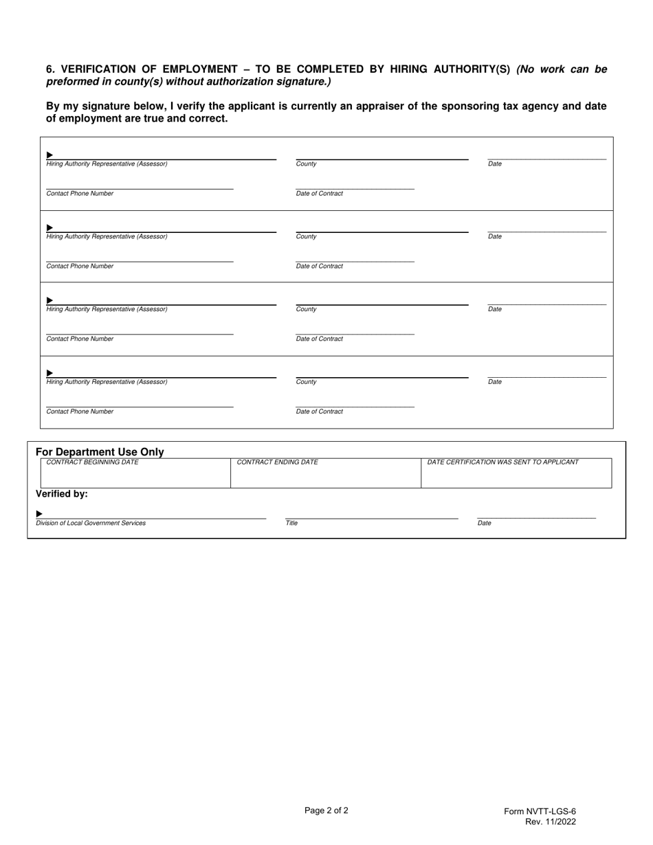 Form NVTT-LGS-6 Application for Contractor / Independent Contractor - Nevada, Page 2