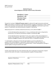 BHSF Form 96-A Acknowledgment of Receipt of Hysterectomy Information - Medicaid Program - Louisiana, Page 2