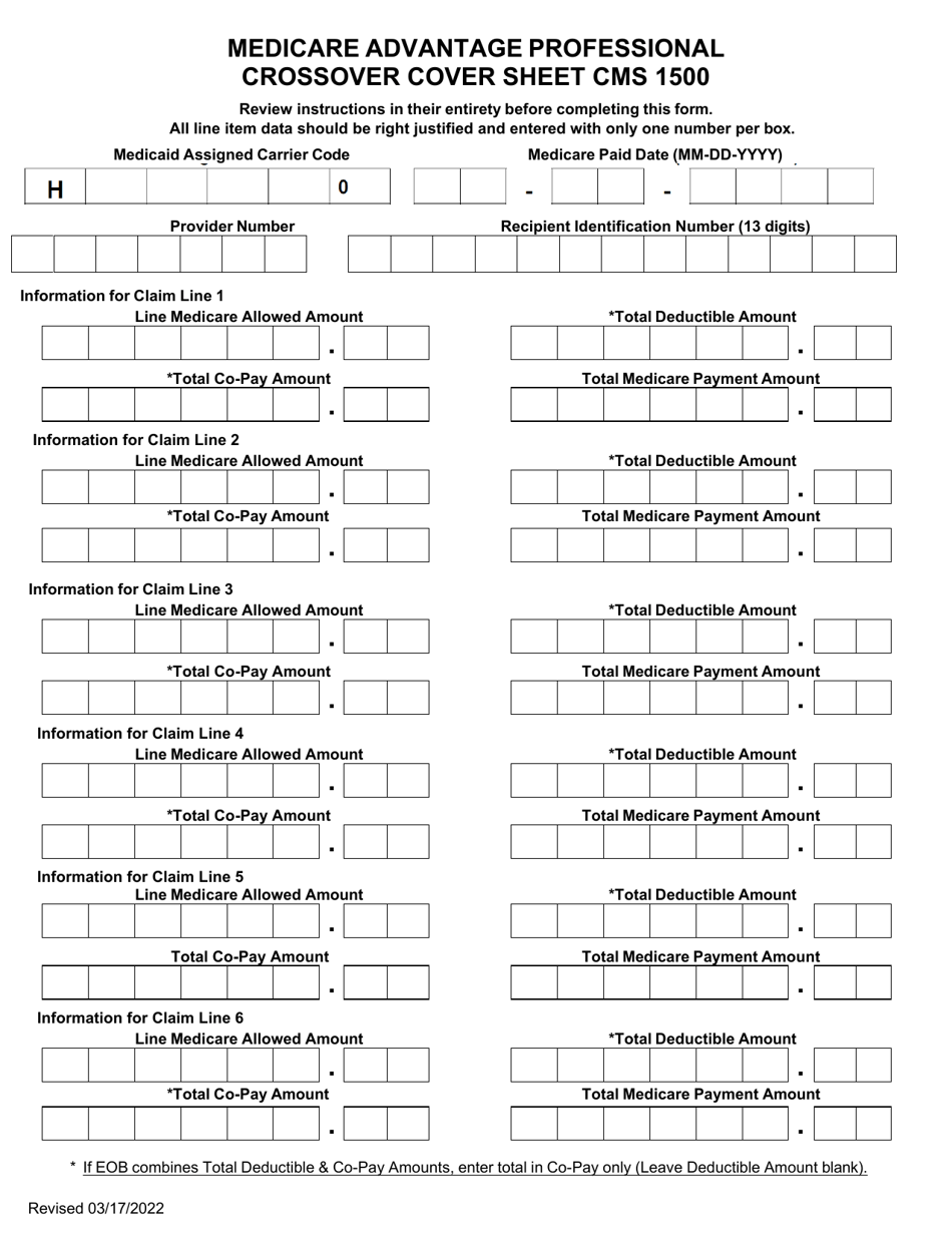 Form CMS500 Medicare Advantage Professional Crossover Cover Sheet - Louisiana, Page 2