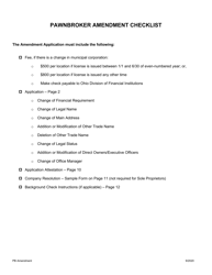 Pawnbroker Amendment Application - Ohio, Page 2