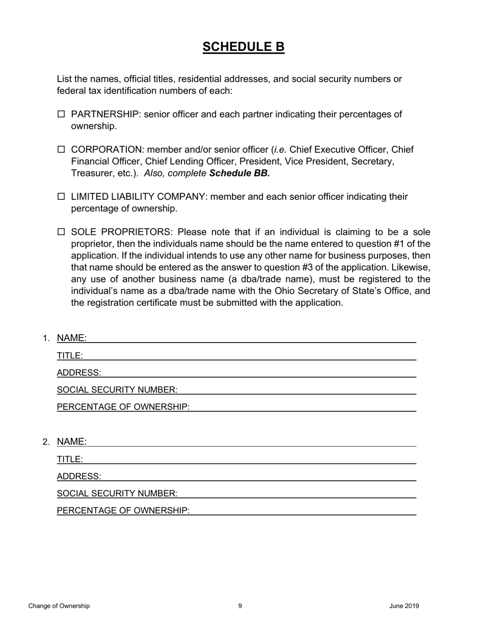 Pawnbroker Change of Ownership Application - Ohio, Page 10