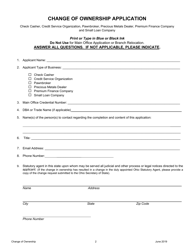Pawnbroker Change of Ownership Application - Ohio, Page 3