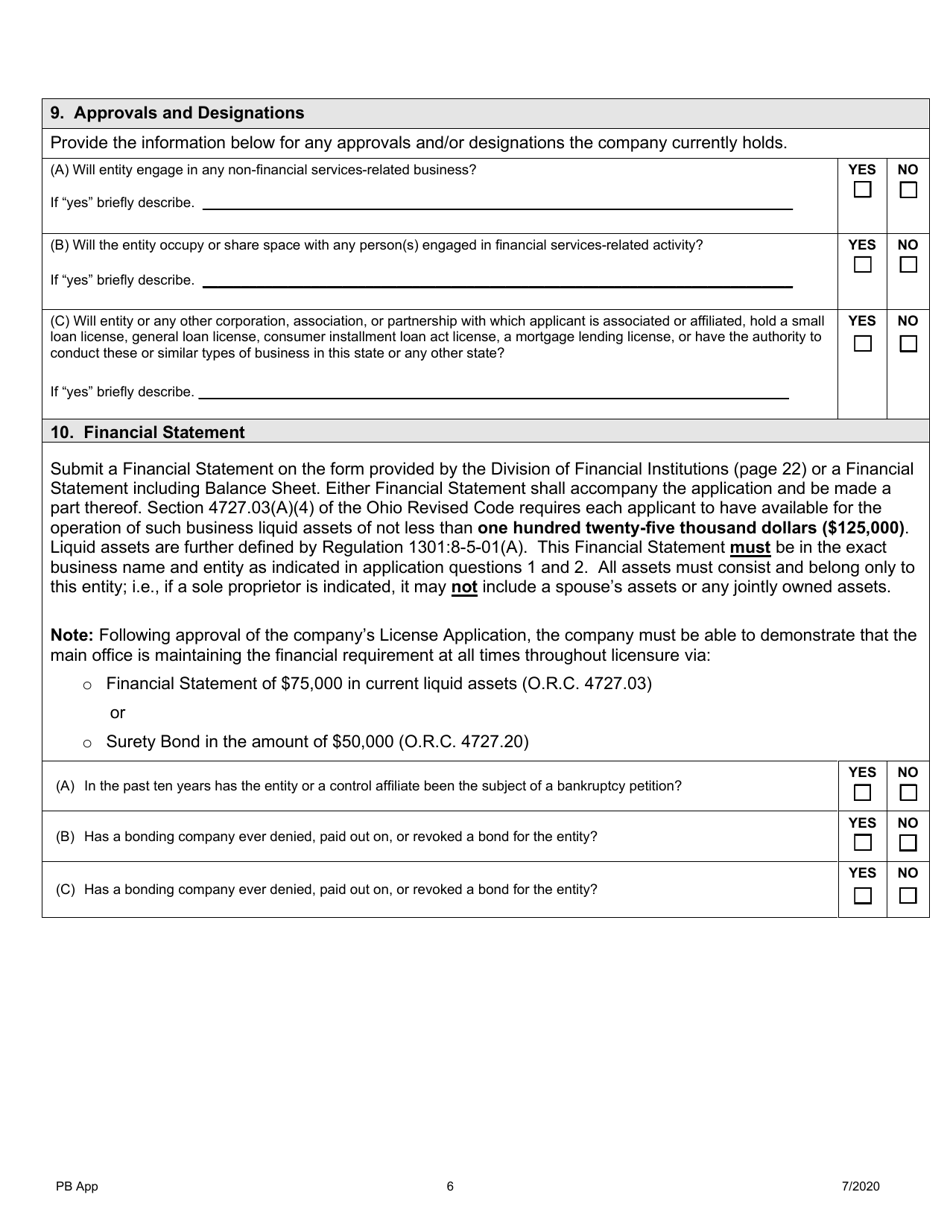 Pawnbroker Main Office Application - Ohio, Page 7
