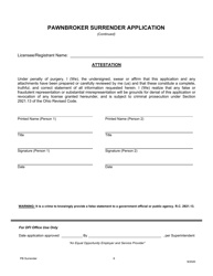 Pawnbroker Surrender Application - Ohio, Page 7
