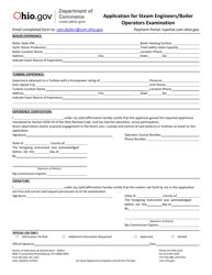 Form DIC1022 Application for Steam Engineers/Boiler Operators Examination - Ohio, Page 4