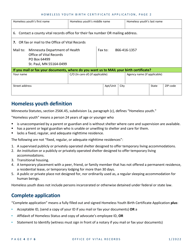 Homeless Youth Birth Certificate Application - Minnesota, Page 4