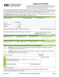 Homeless Youth Birth Certificate Application - Minnesota, Page 6