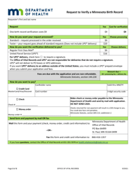 Request to Verify a Minnesota Birth Record - Minnesota, Page 2