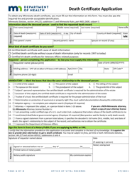 Death Certificate Application - Minnesota, Page 3