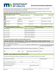 Birth Record Amendment Application - Minnesota, Page 7