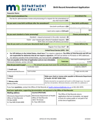 Birth Record Amendment Application - Minnesota, Page 8
