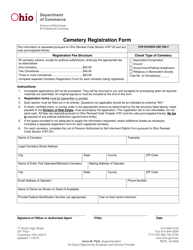 Form REPL-18-0009 Cemetery Registration Form - Ohio
