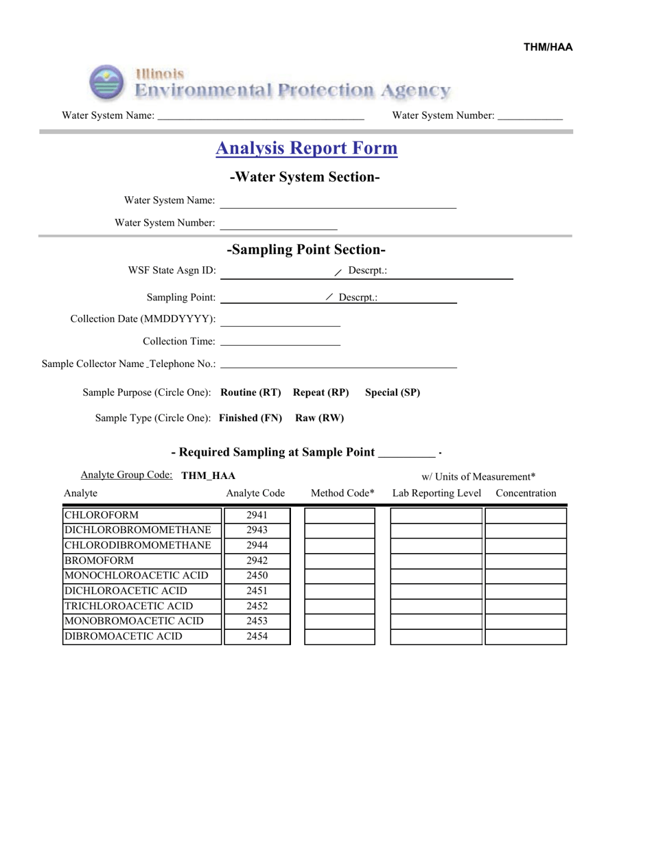 Thm / Haa Analysis Report Form - Illinois, Page 1