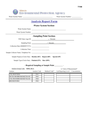 Document preview: Tthm Analysis Report Form - Illinois