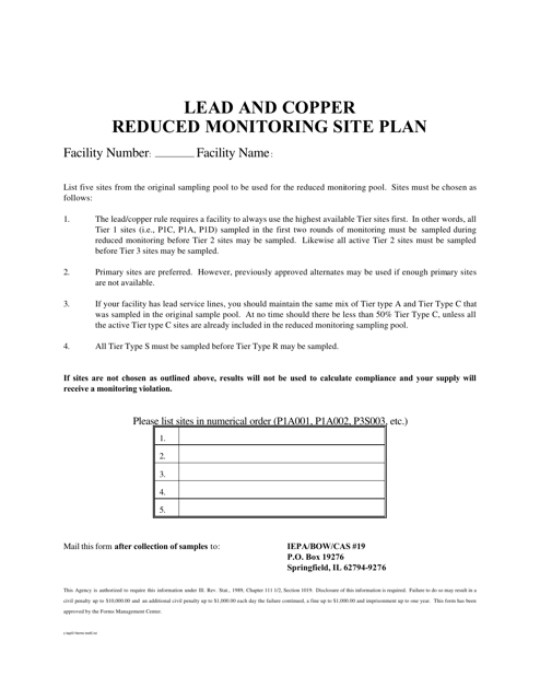 Lead and Copper Reduced Monitoring Site Plan for 5 Sites - Illinois Download Pdf
