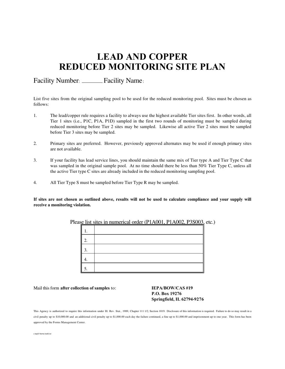Lead and Copper Reduced Monitoring Site Plan for 5 Sites - Illinois, Page 1
