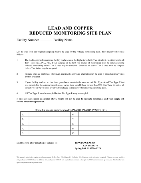 Lead and Copper Reduced Monitoring Site Plan for 10 Sites - Illinois Download Pdf