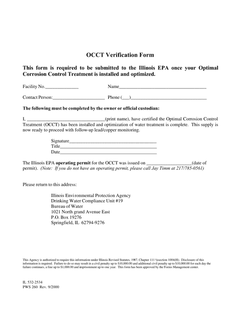 Form PWS260 (IL532-2534) Occt Verification Form - Illinois