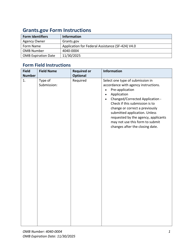 Document preview: Instructions for Form SF-424 Application for Federal Assistance