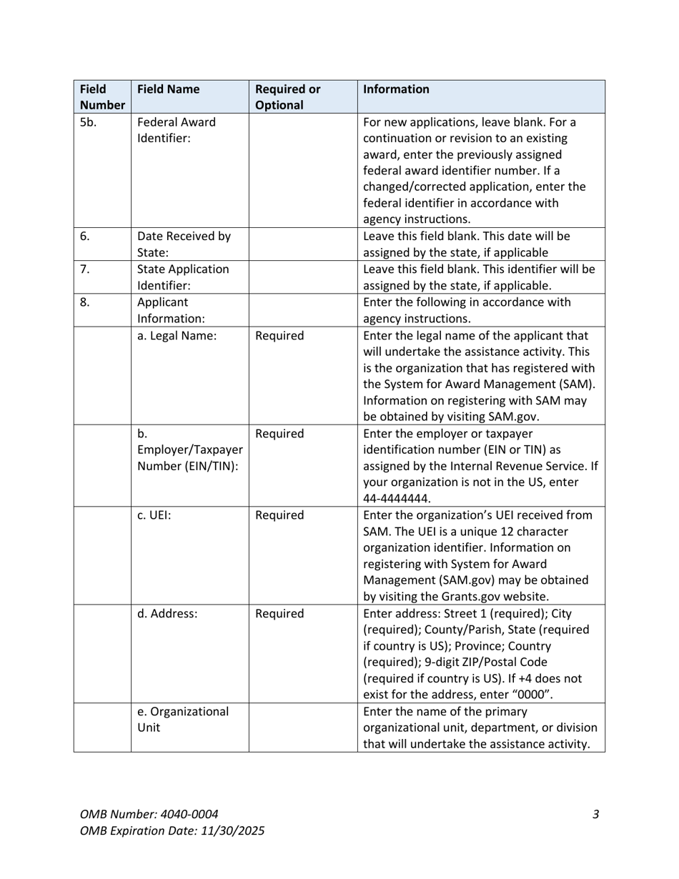 Instructions for Form SF-424 Application for Federal Assistance, Page 3