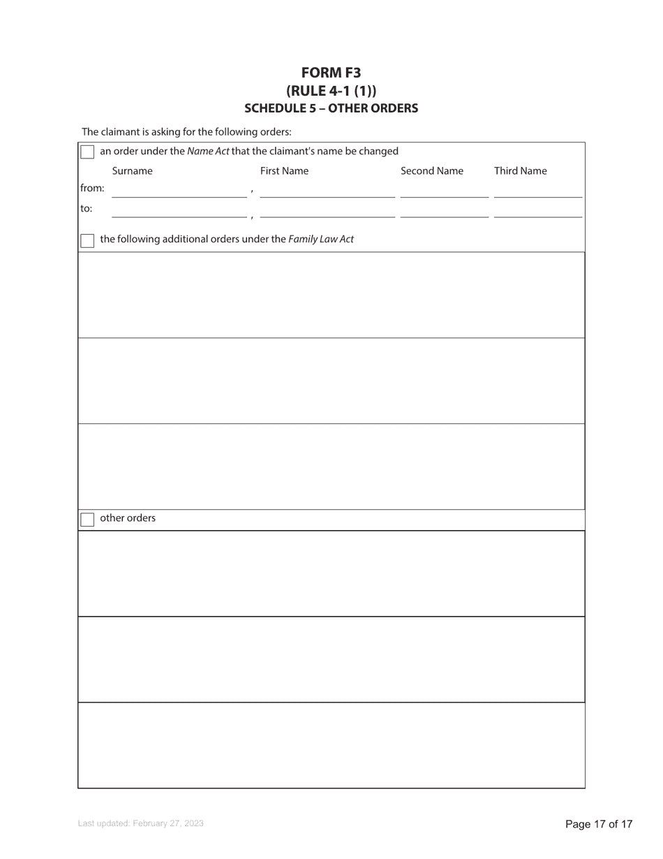 Form F3 Notice of Family Claim - British Columbia, Canada, Page 17